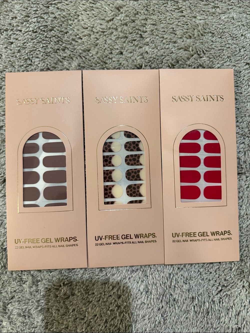 Gel Nail Wraps - Red, Brown & Leopard Trio